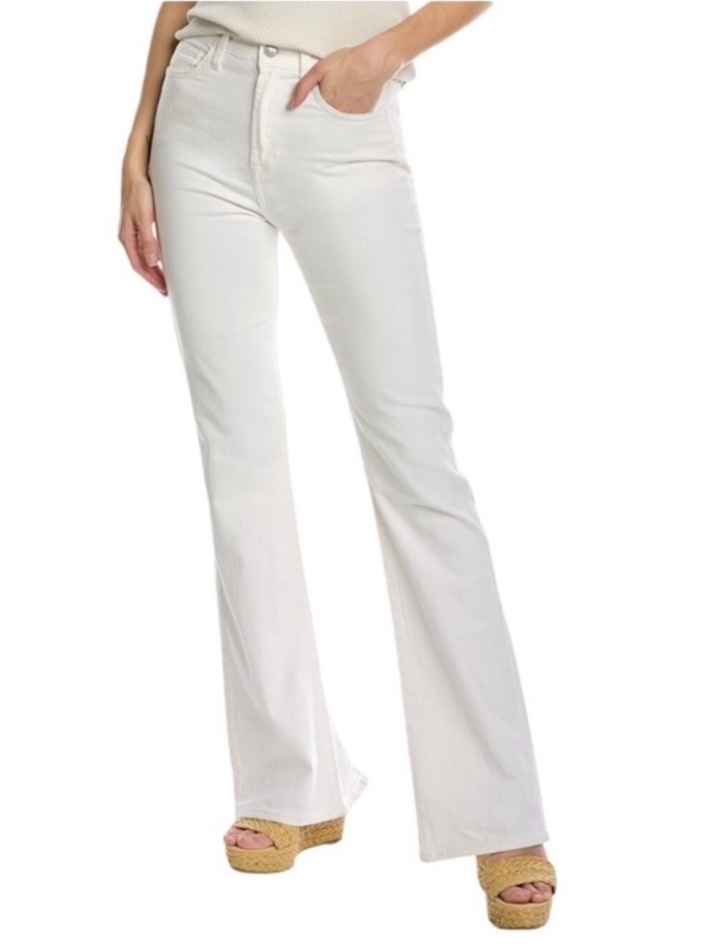 7 For All Mankind Easy Boot Linen Blend Jeans White Size 25 Slit Hem